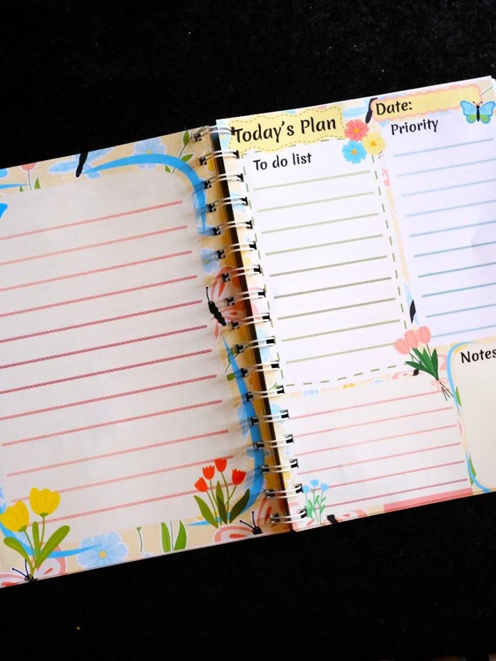 Handmade Colorful Daily Planner Bound Notebook, book, notes, gift, yellow, butte